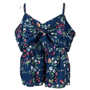 Old Navy Blue Floral Cami Bodice Bow Smocked Back Cami Top Size 3X